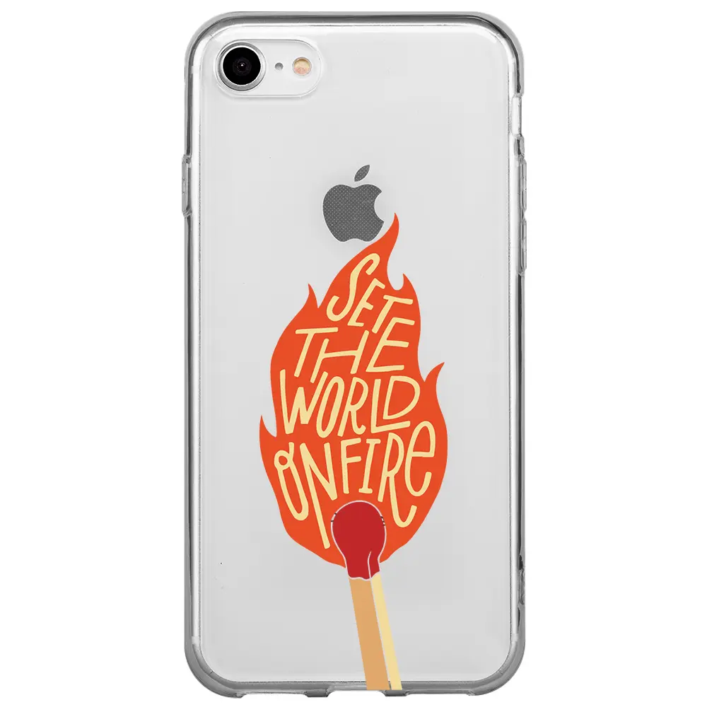 Apple iPhone 7 Şeffaf Telefon Kılıfı - World on Fire