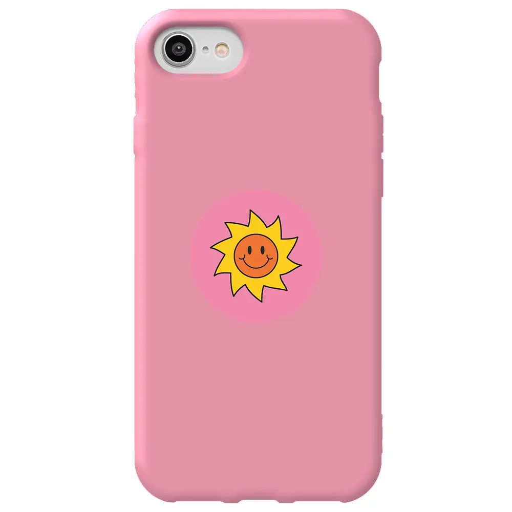 Apple iPhone 8 Pembe Renkli Silikon Telefon Kılıfı - Sun