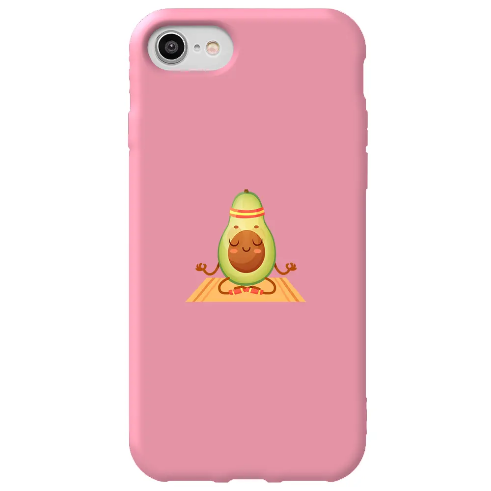 Apple iPhone 8 Pembe Renkli Silikon Telefon Kılıfı - Yogacado Avokado