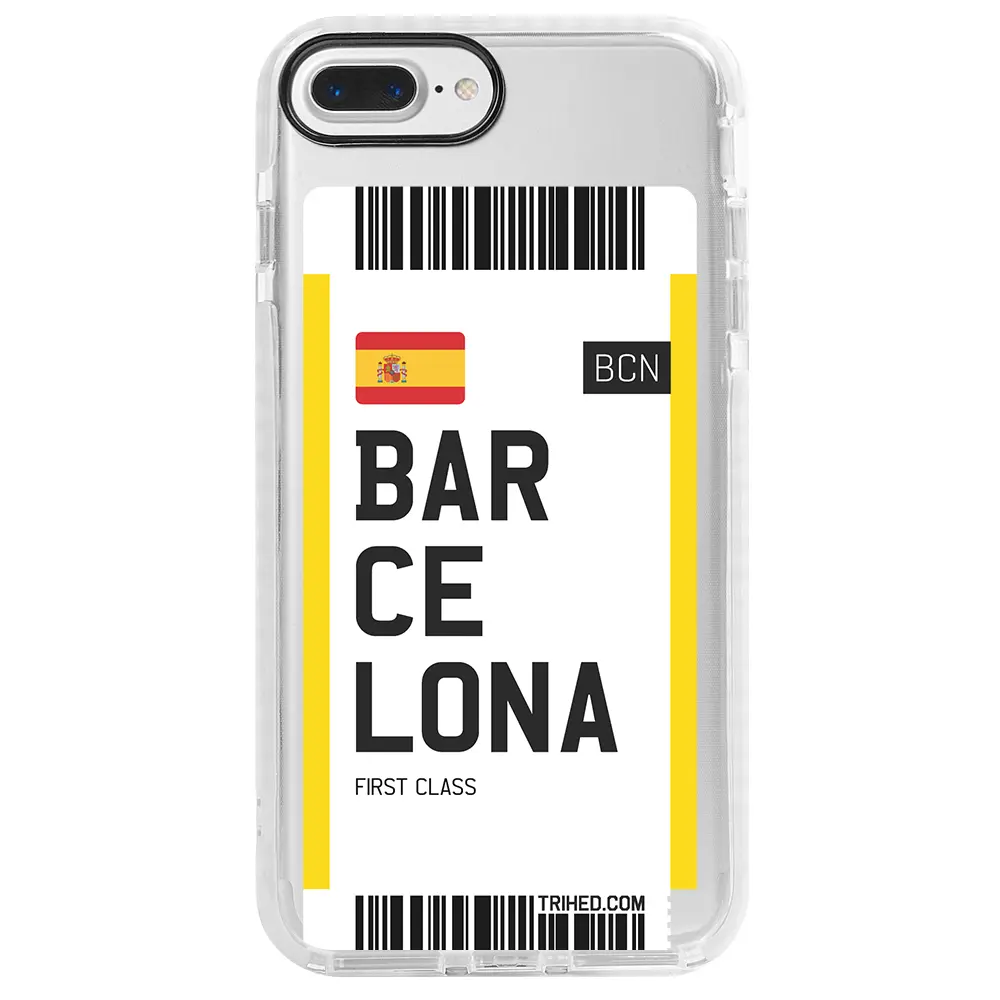Apple iPhone 8 Plus Beyaz Impact Premium Telefon Kılıfı - Barcelona Bileti
