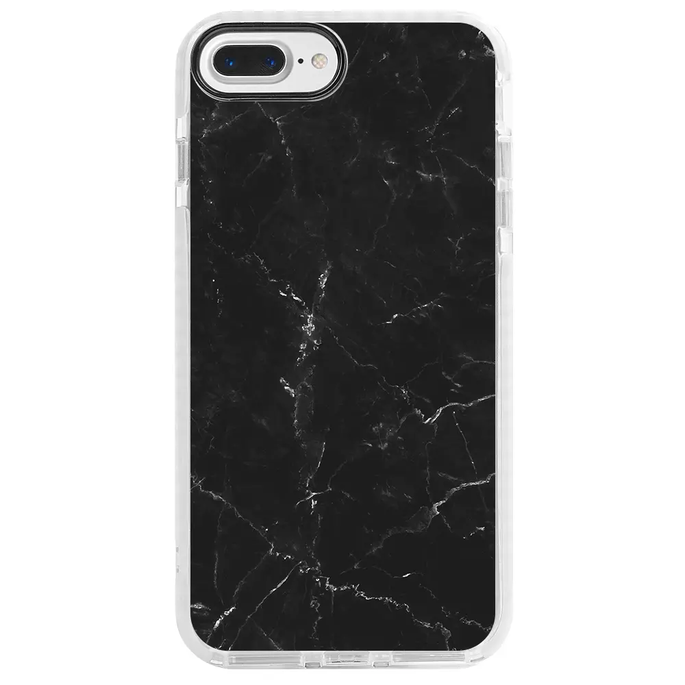 Apple iPhone 8 Plus Beyaz Impact Premium Telefon Kılıfı - Black Marble