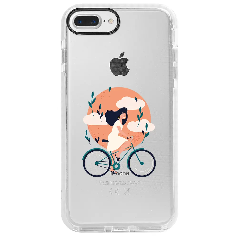 Apple iPhone 8 Plus Beyaz Impact Premium Telefon Kılıfı - Flying On The Bike