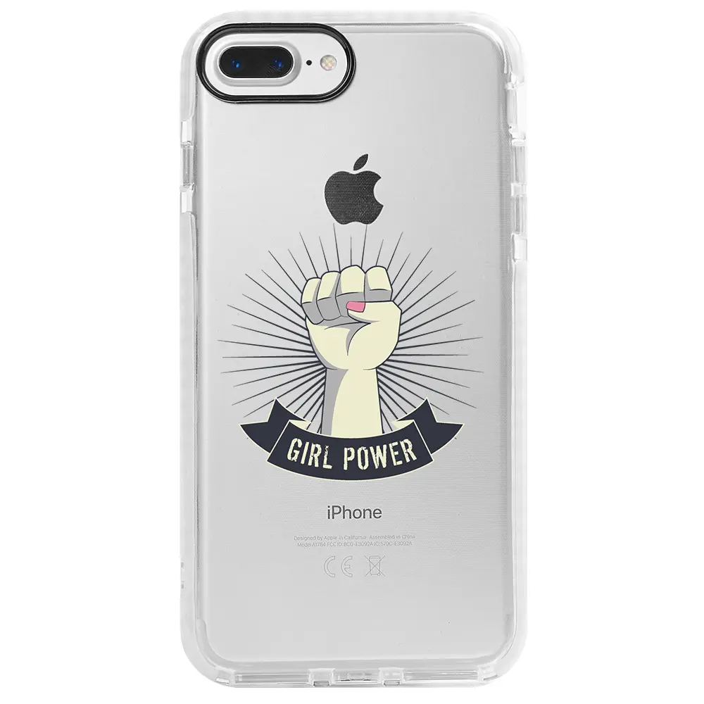 Apple iPhone 8 Plus Beyaz Impact Premium Telefon Kılıfı - Girl Punch