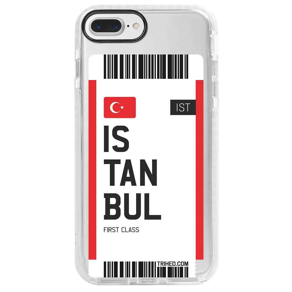 Apple iPhone 8 Plus Beyaz Impact Premium Telefon Kılıfı - İstanbul Bileti