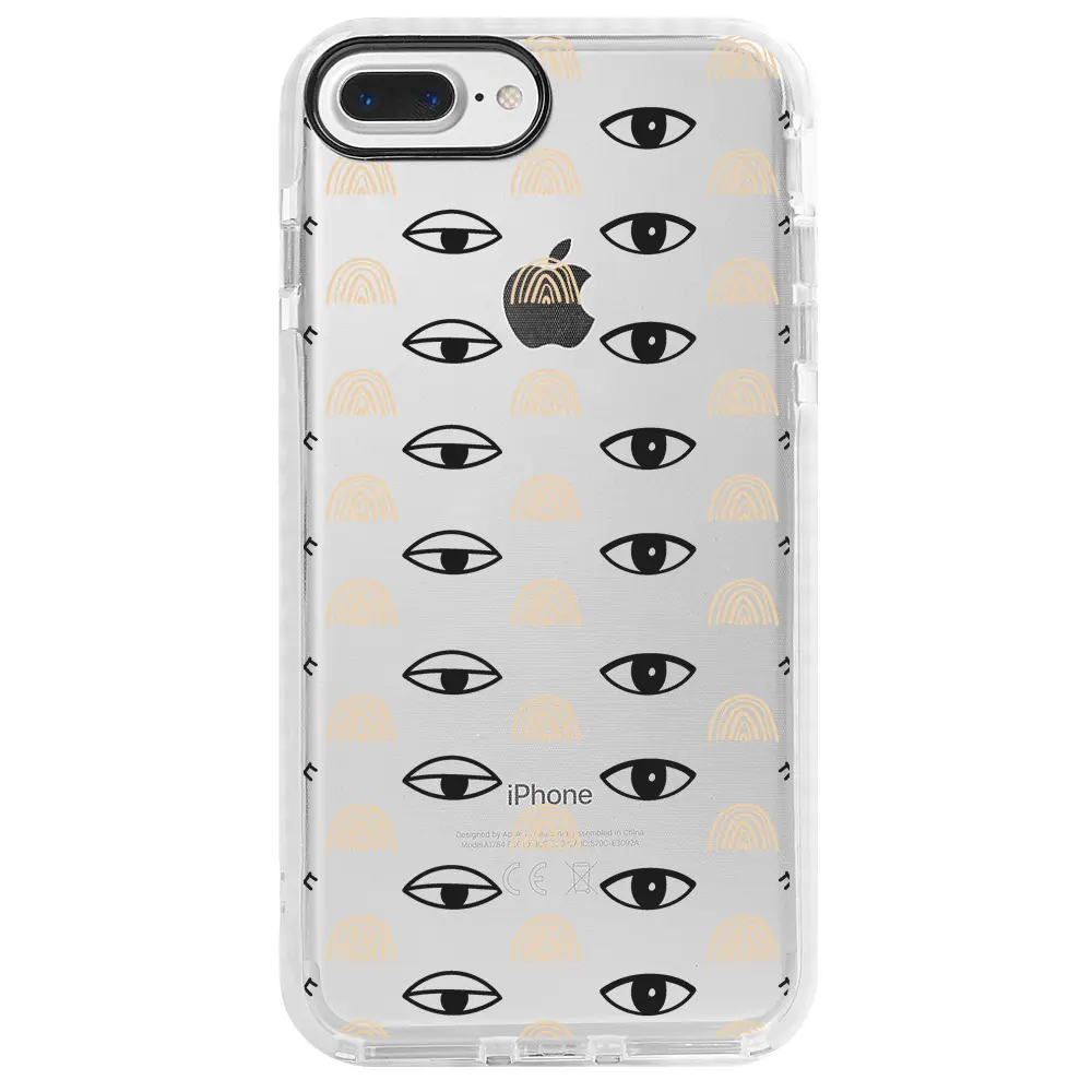 Apple iPhone 8 Plus Beyaz Impact Premium Telefon Kılıfı - Krema Göz 3