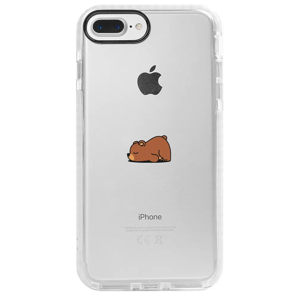 Apple iPhone 8 Plus Beyaz Impact Premium Telefon Kılıfı - Lazy Bear