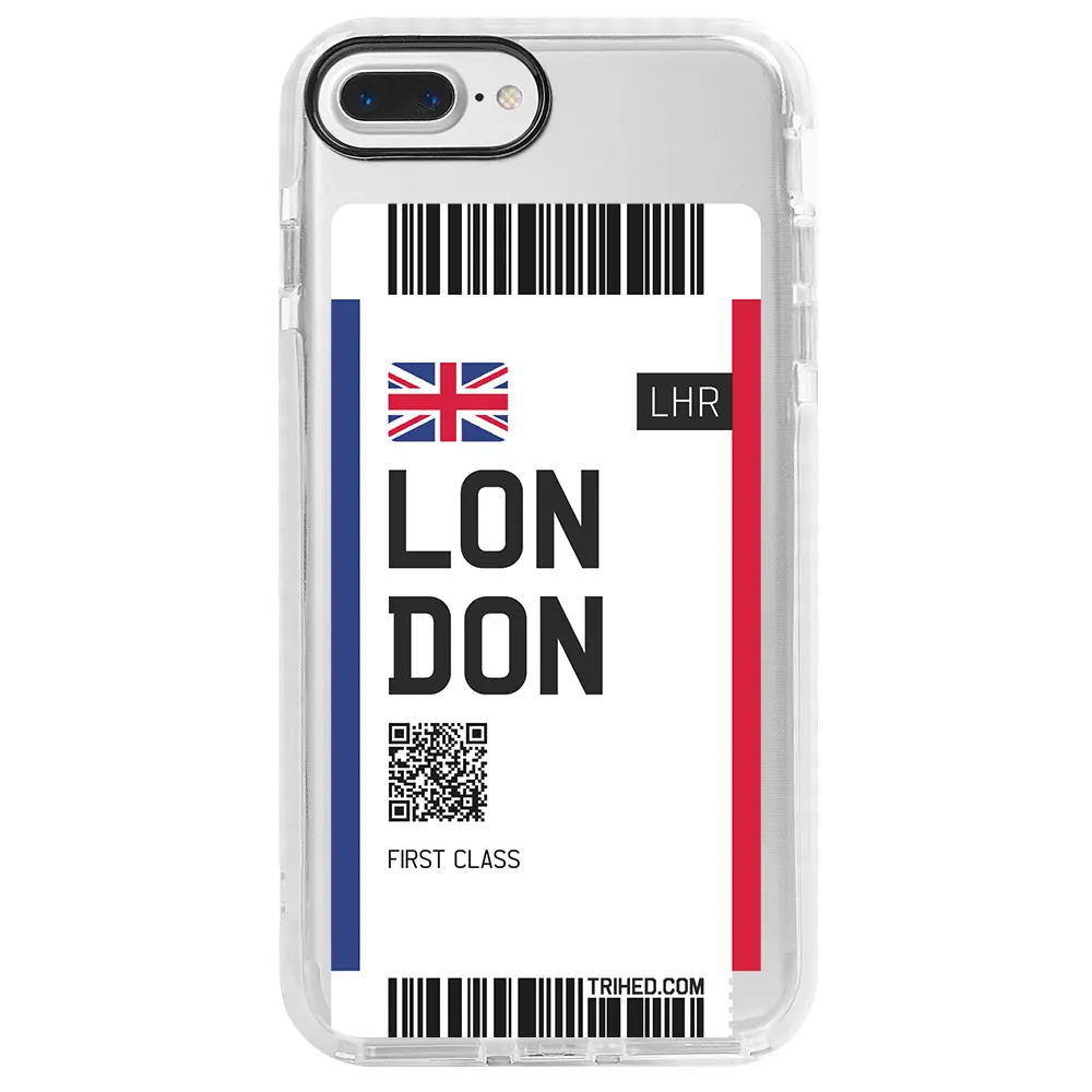 Apple iPhone 8 Plus Beyaz Impact Premium Telefon Kılıfı - London Bileti