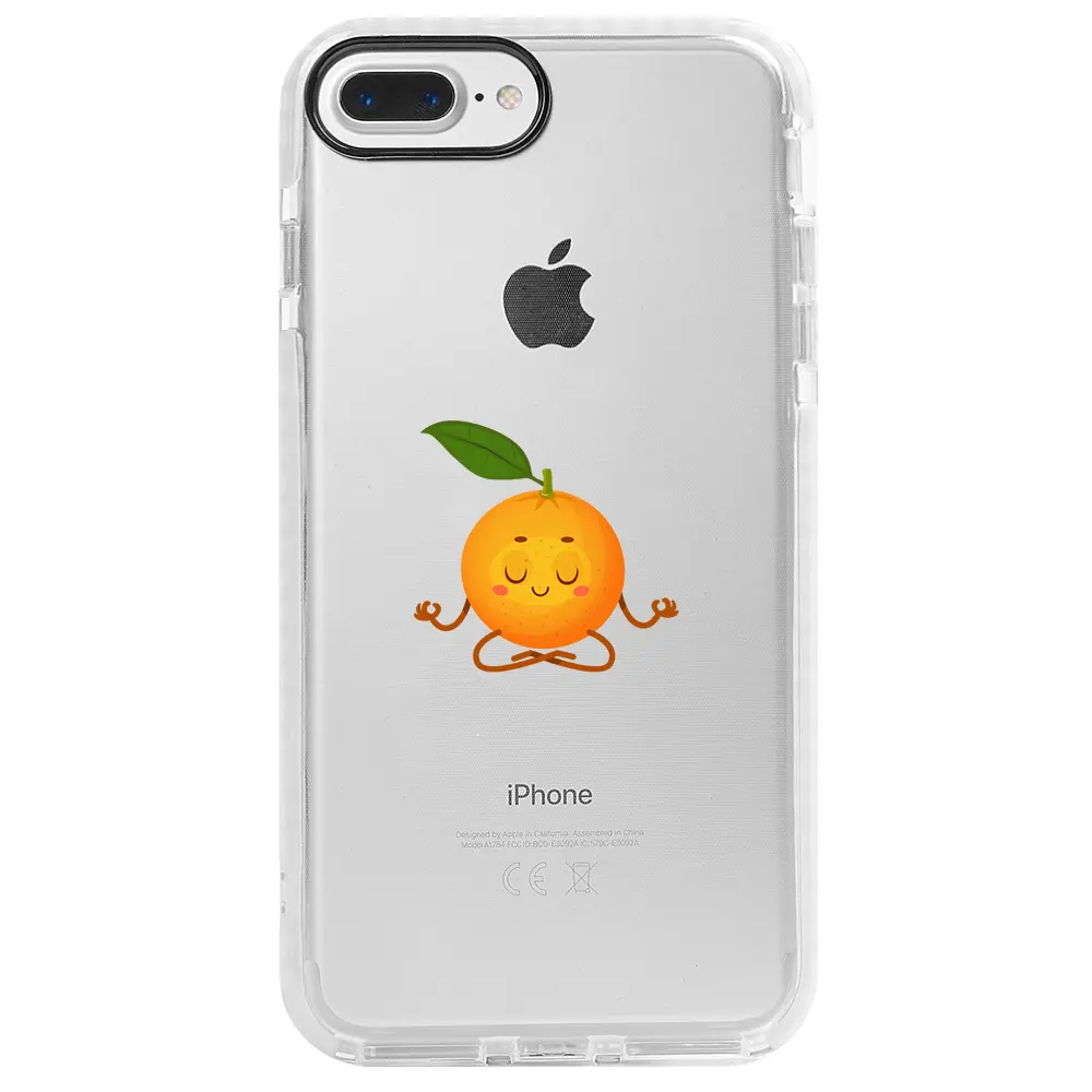 Apple iPhone 8 Plus Beyaz Impact Premium Telefon Kılıfı - Meditasyon Portakal