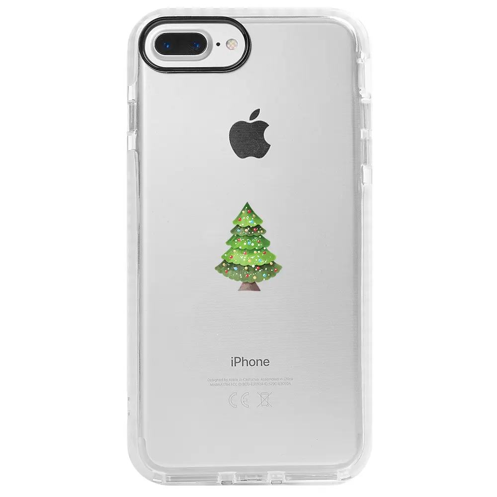 Apple iPhone 8 Plus Beyaz Impact Premium Telefon Kılıfı - Mini Xmas Tree