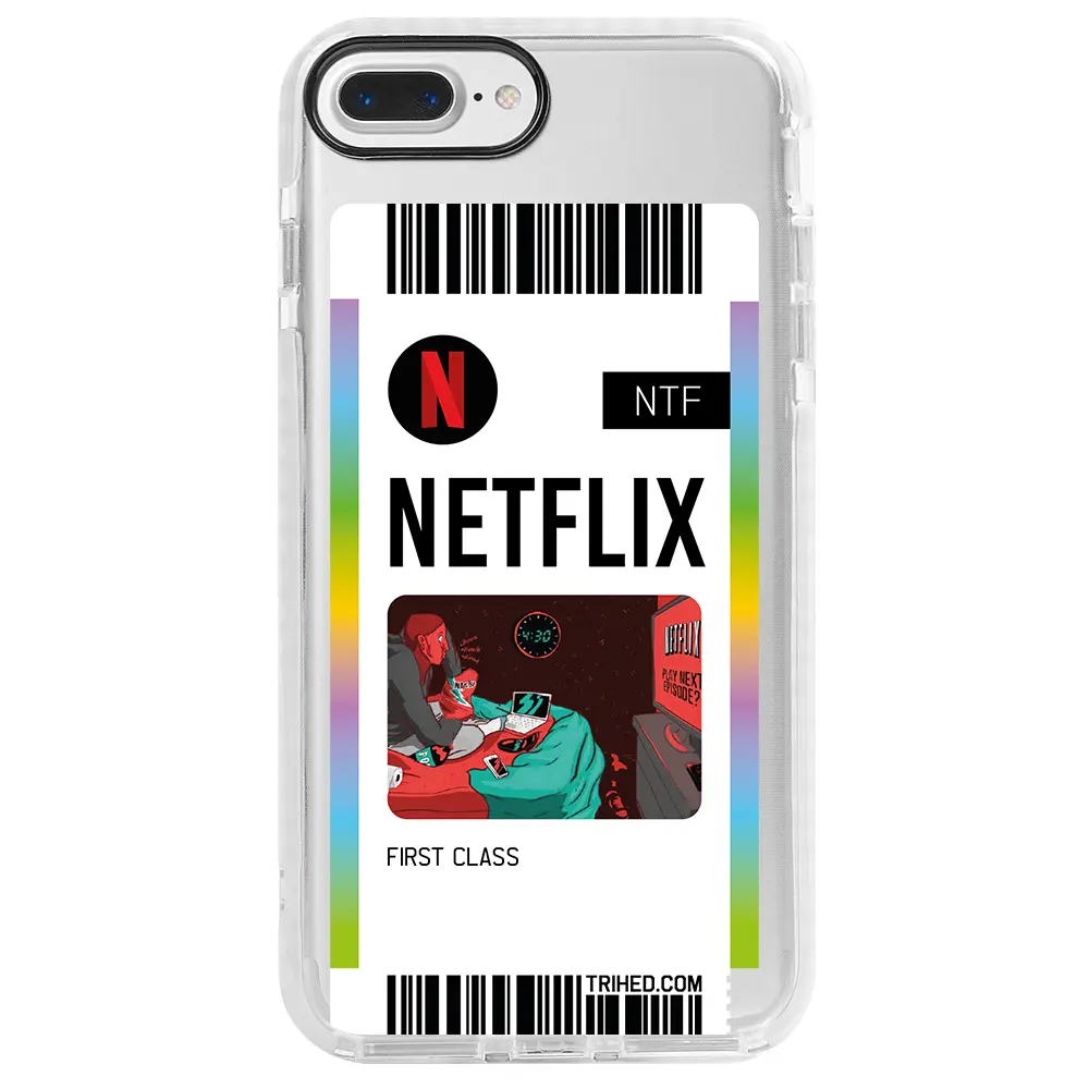 Apple iPhone 8 Plus Beyaz Impact Premium Telefon Kılıfı - Netflix Bileti