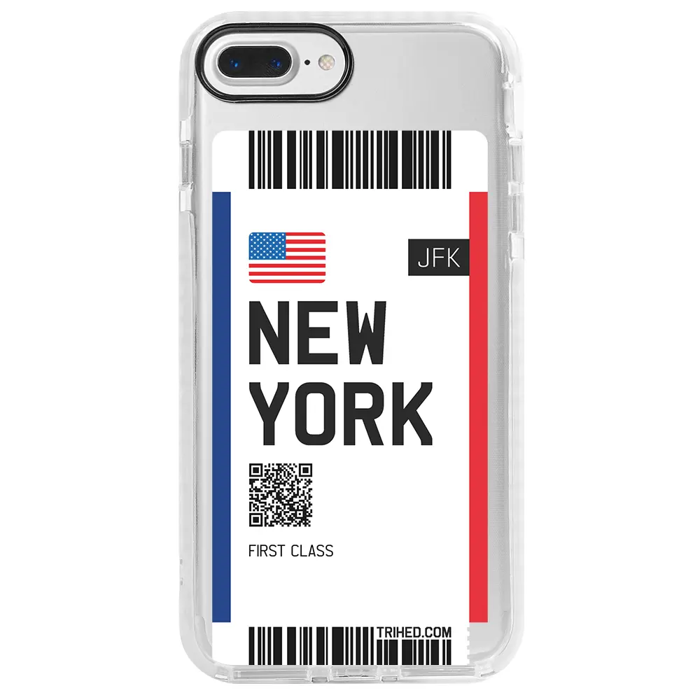 Apple iPhone 8 Plus Beyaz Impact Premium Telefon Kılıfı - New York Bileti