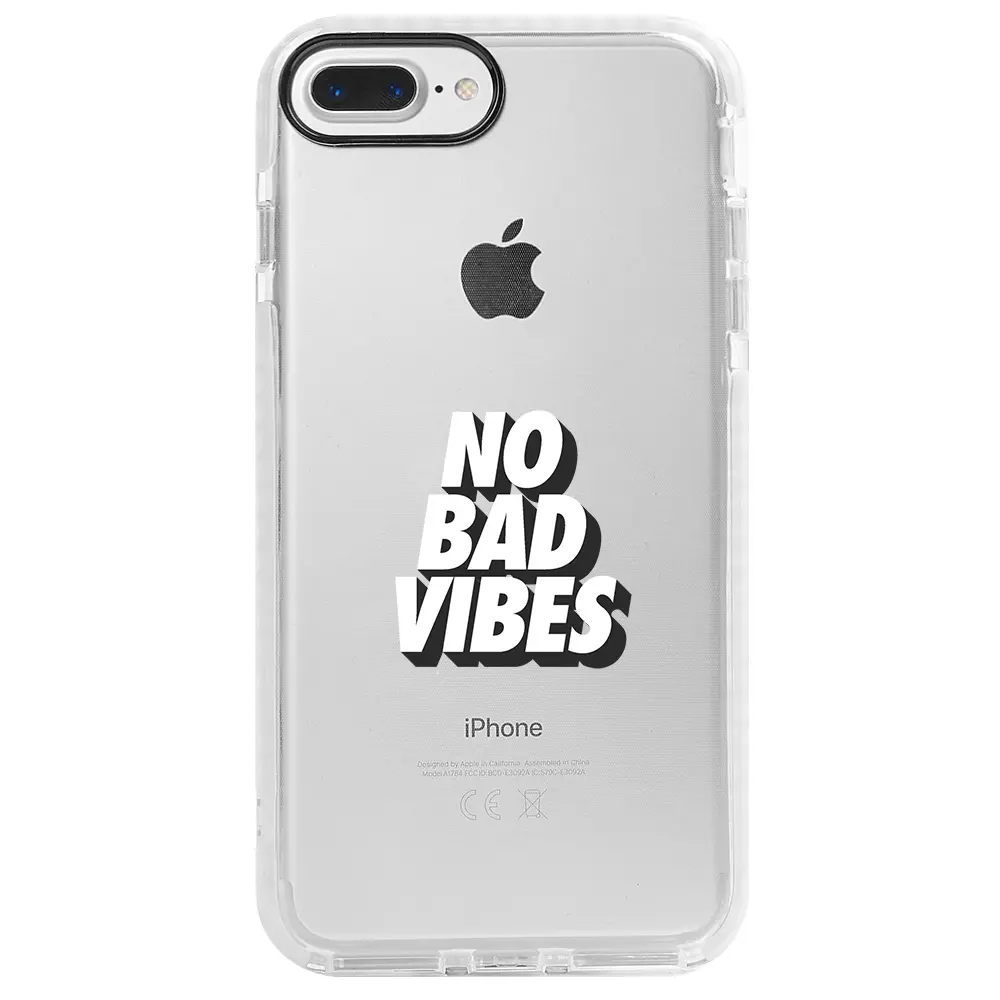 Apple iPhone 8 Plus Beyaz Impact Premium Telefon Kılıfı - No Bad Vibes