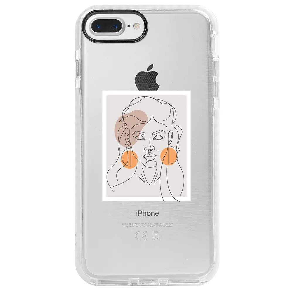 Apple iPhone 8 Plus Beyaz Impact Premium Telefon Kılıfı - Orange Earrings