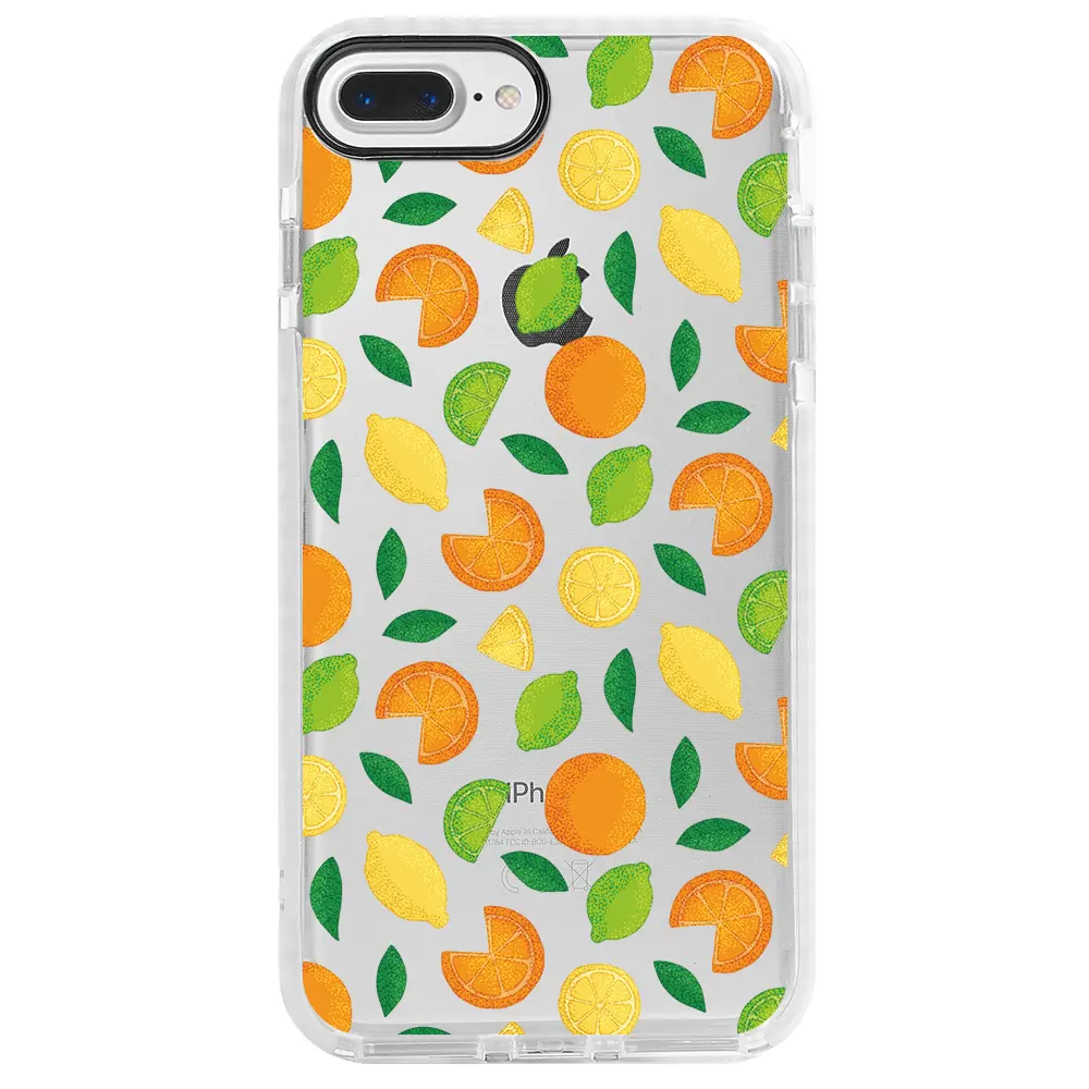 Apple iPhone 8 Plus Beyaz Impact Premium Telefon Kılıfı - Portakal Limon