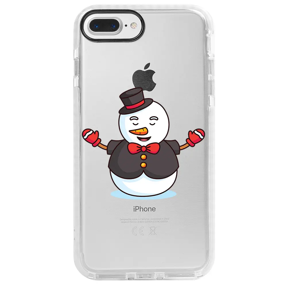 Apple iPhone 8 Plus Beyaz Impact Premium Telefon Kılıfı - Snowman in Suit