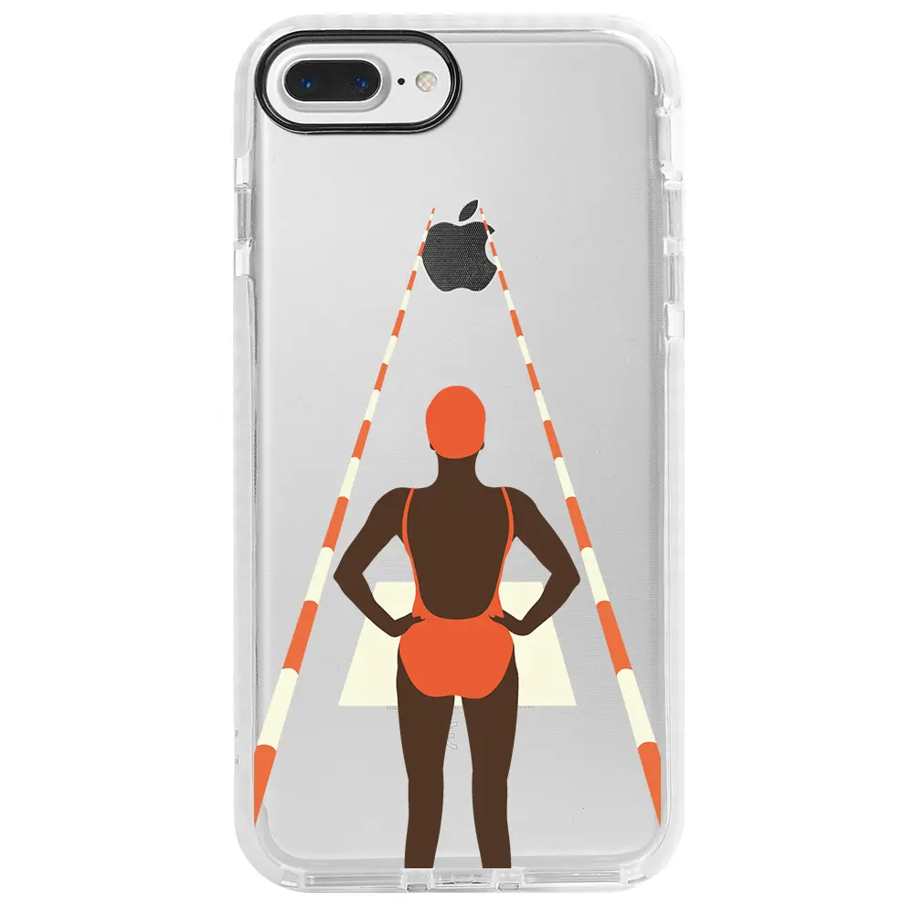 Apple iPhone 8 Plus Beyaz Impact Premium Telefon Kılıfı - Swimmer