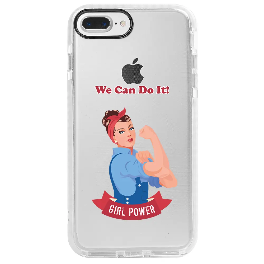 Apple iPhone 8 Plus Beyaz Impact Premium Telefon Kılıfı - We Can Do It!