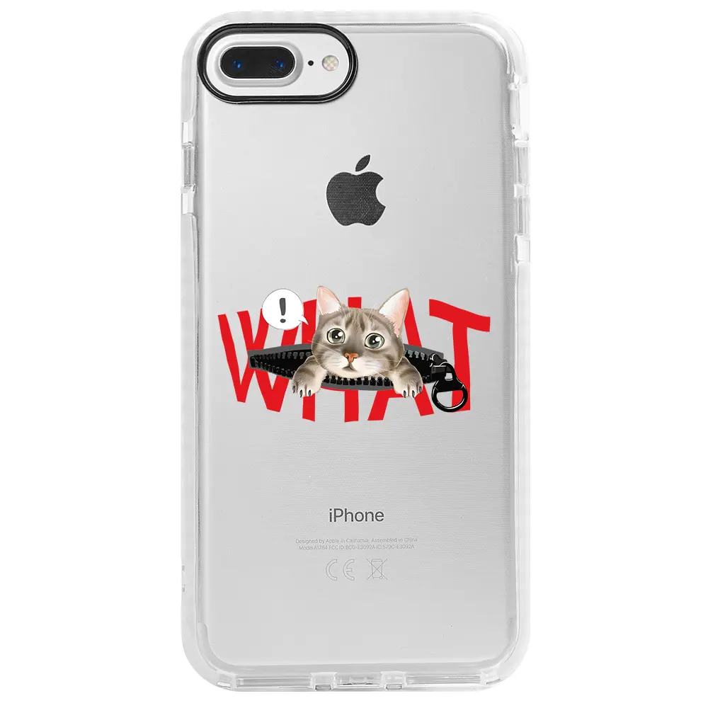Apple iPhone 8 Plus Beyaz Impact Premium Telefon Kılıfı - What! Kedi