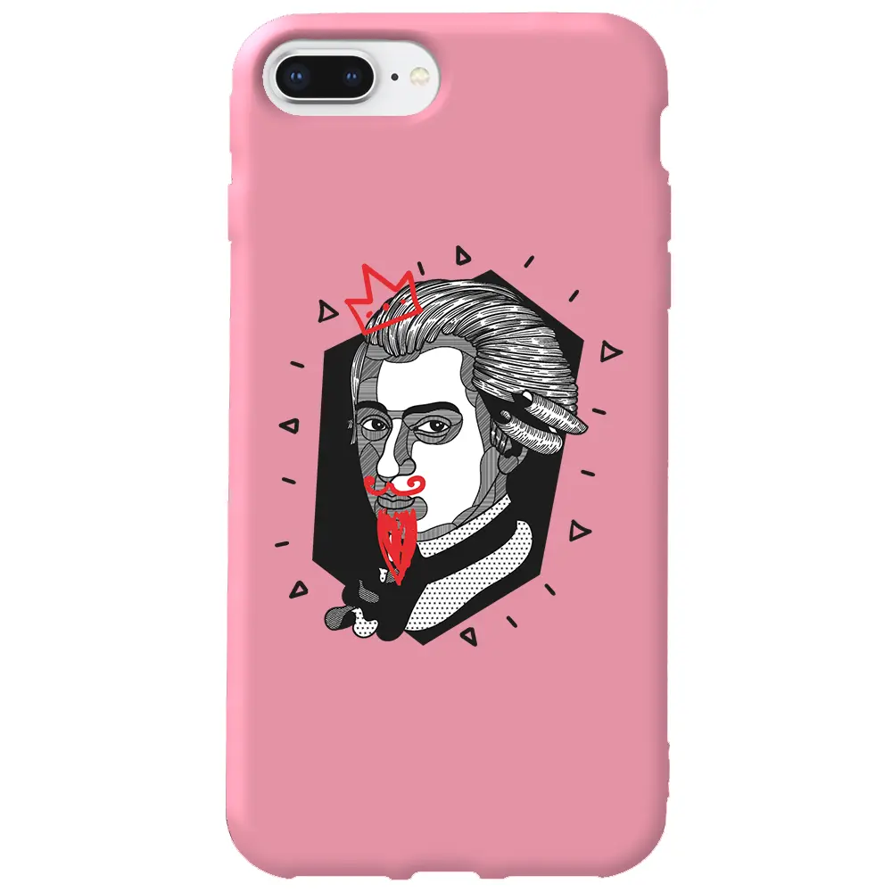 Apple iPhone 8 Plus Pembe Renkli Silikon Telefon Kılıfı - Amadeus Mozart