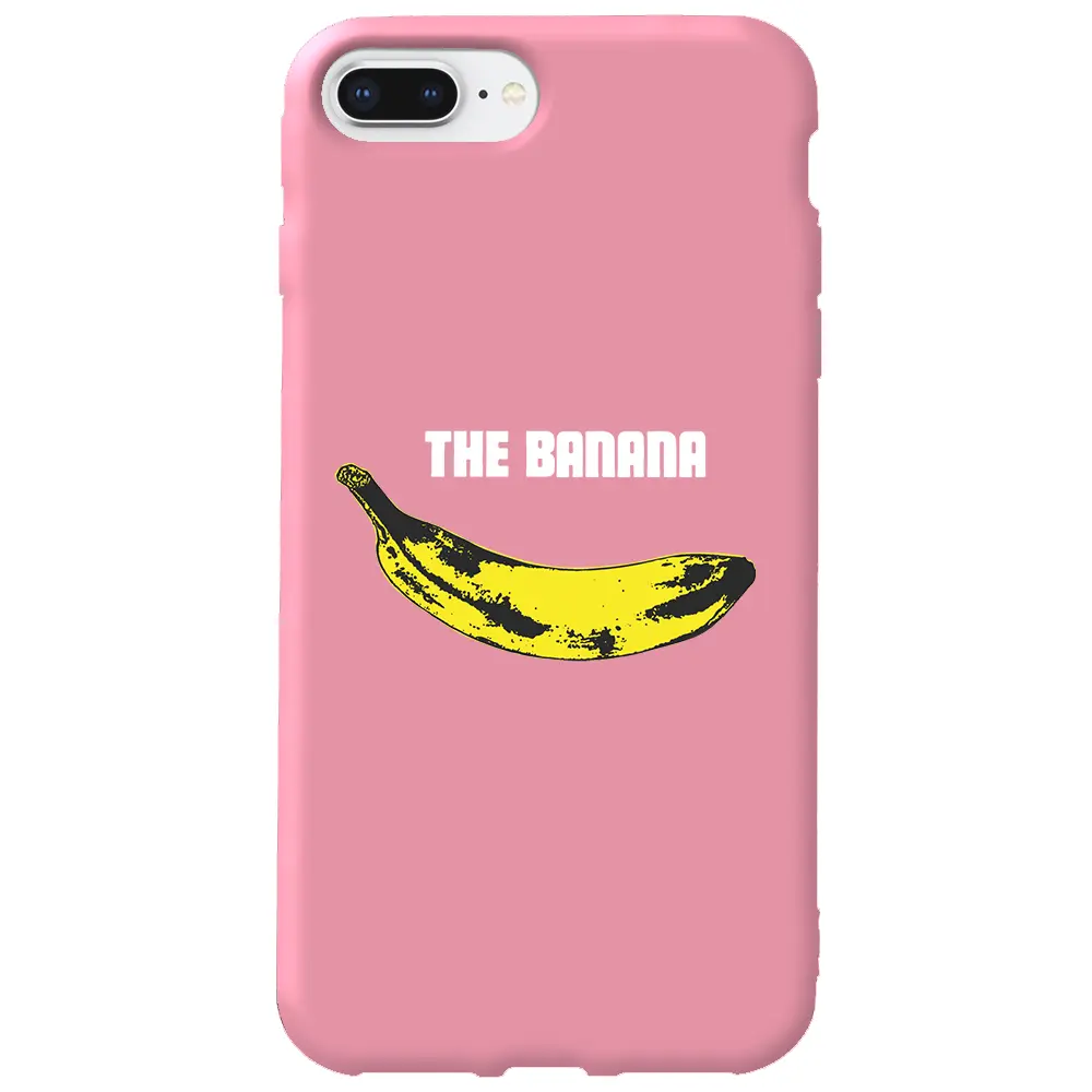 Apple iPhone 8 Plus Pembe Renkli Silikon Telefon Kılıfı - Andy Warhol Banana