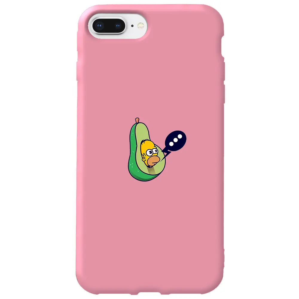 Apple iPhone 8 Plus Pembe Renkli Silikon Telefon Kılıfı - Avokado Simpson