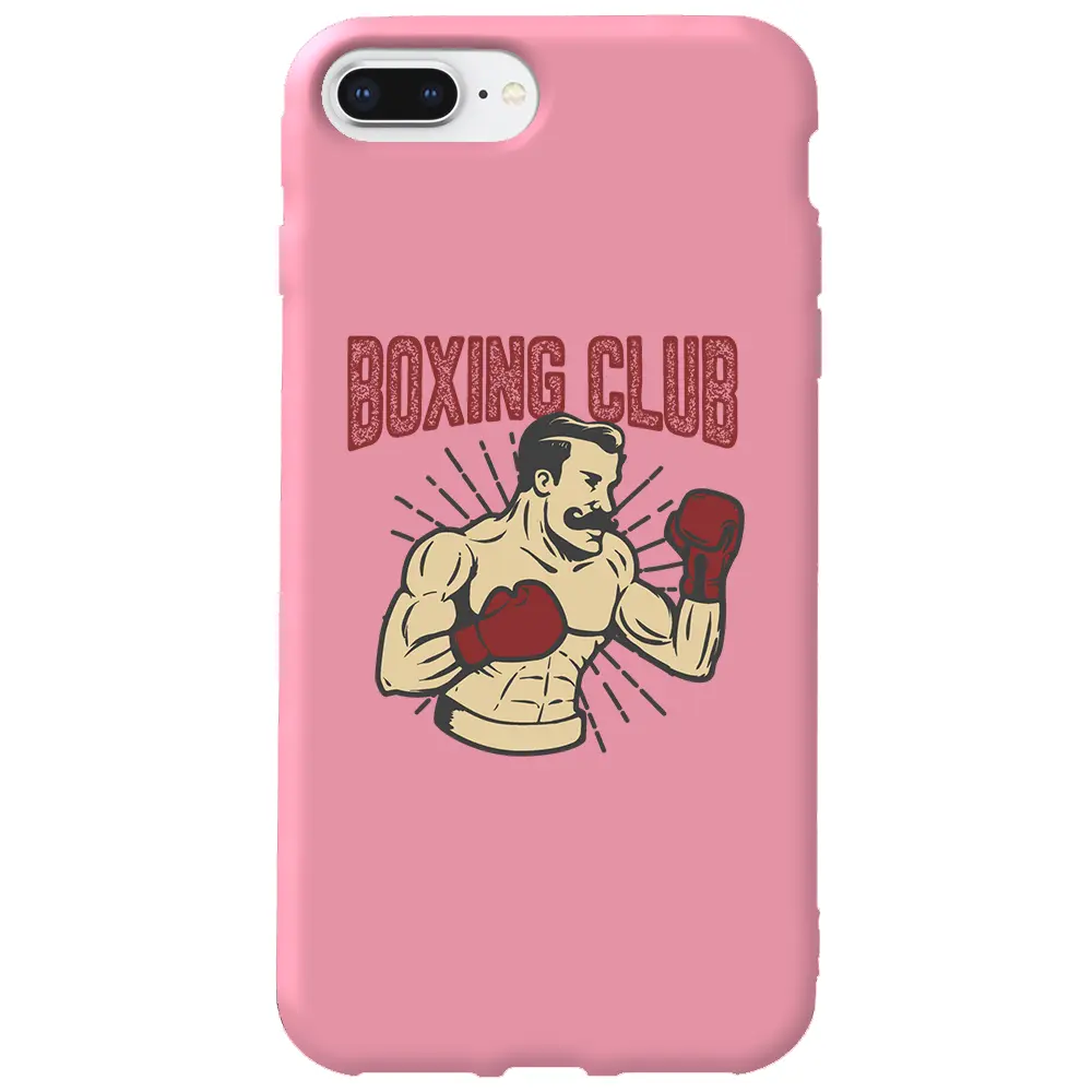 Apple iPhone 8 Plus Pembe Renkli Silikon Telefon Kılıfı - Boxing Club