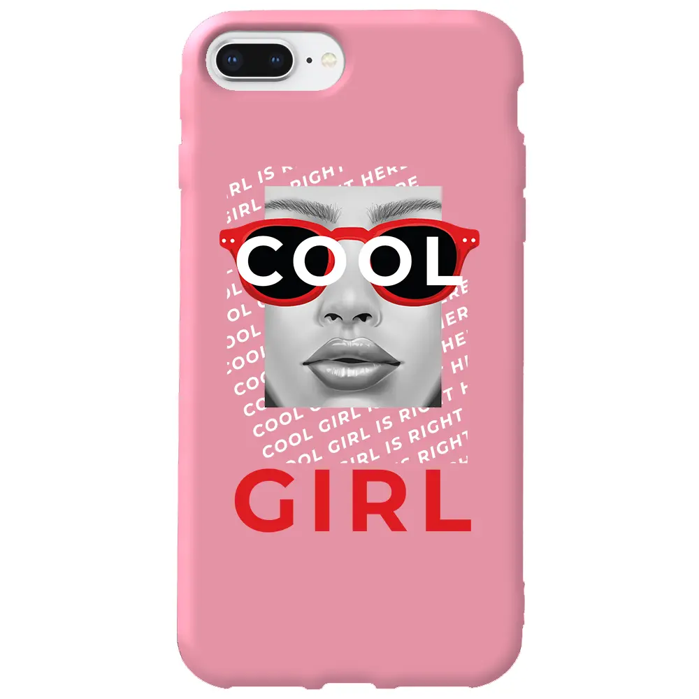 Apple iPhone 8 Plus Pembe Renkli Silikon Telefon Kılıfı - Cool Girl