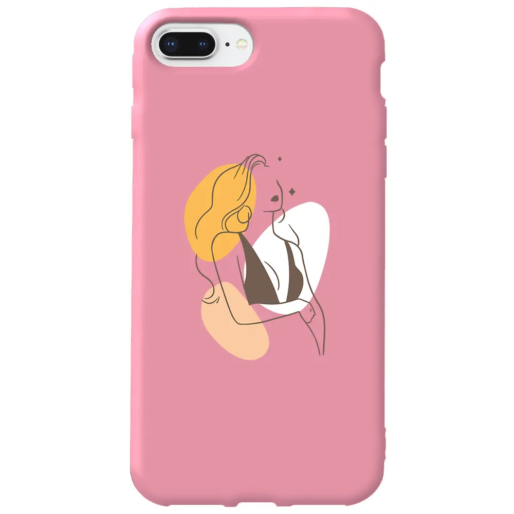 Apple iPhone 8 Plus Pembe Renkli Silikon Telefon Kılıfı - Dream Girl