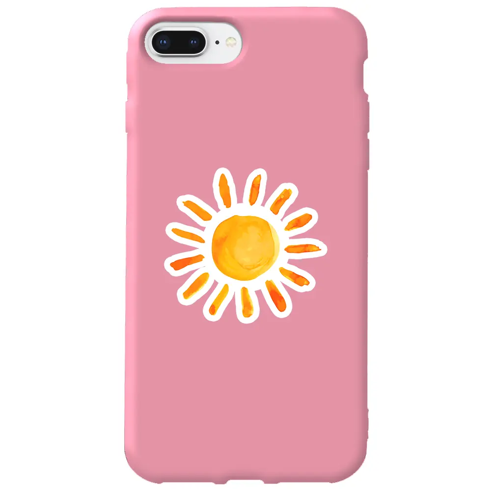 Apple iPhone 8 Plus Pembe Renkli Silikon Telefon Kılıfı - Güneş