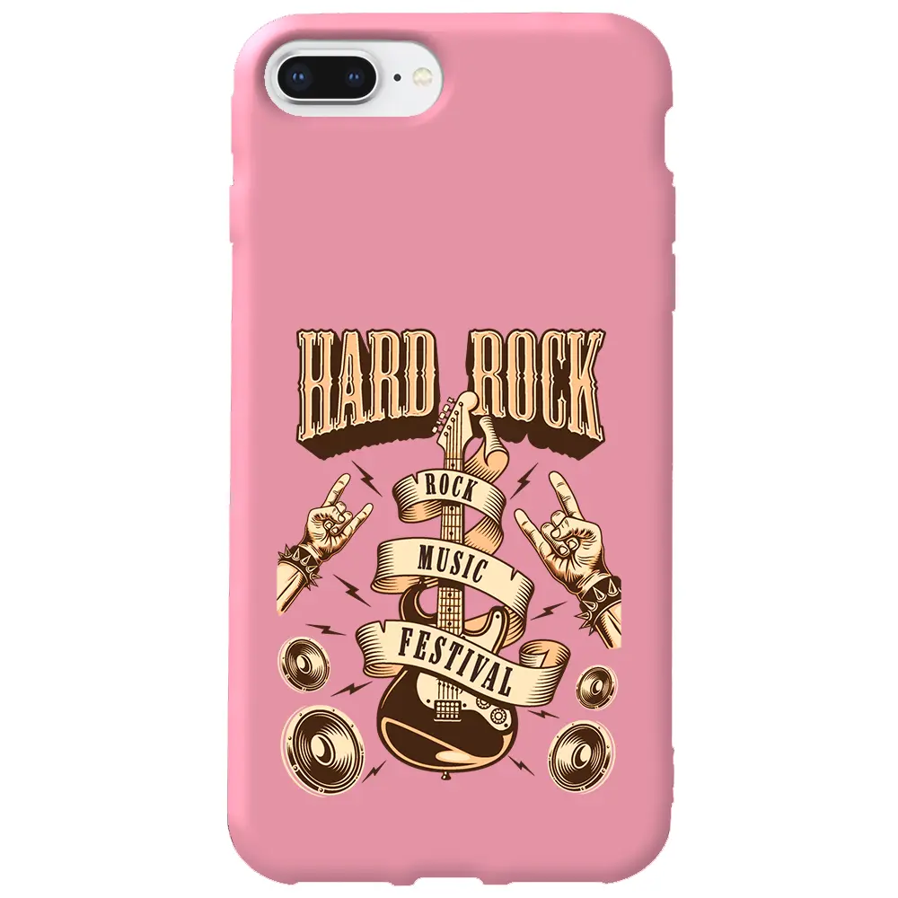 Apple iPhone 8 Plus Pembe Renkli Silikon Telefon Kılıfı - Hard Rock