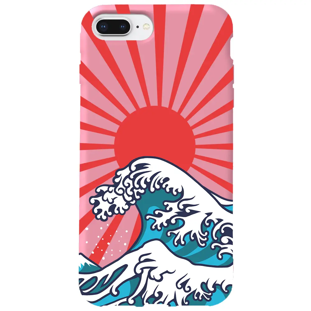 Apple iPhone 8 Plus Pembe Renkli Silikon Telefon Kılıfı - Japan Wave