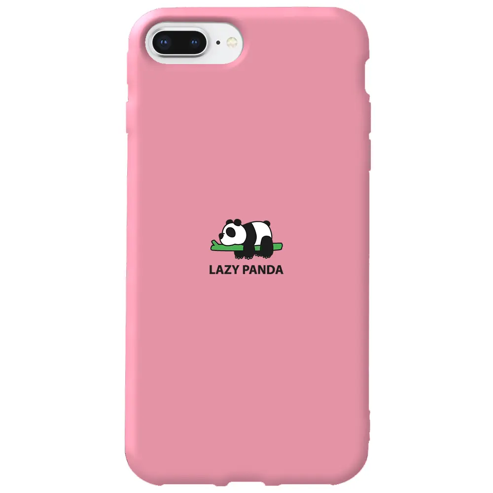 Apple iPhone 8 Plus Pembe Renkli Silikon Telefon Kılıfı - Lazy Panda