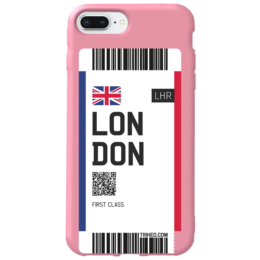 Apple iPhone 8 Plus Pembe Renkli Silikon Telefon Kılıfı - London Bileti