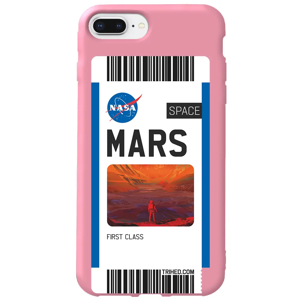 Apple iPhone 8 Plus Pembe Renkli Silikon Telefon Kılıfı - Mars Bileti