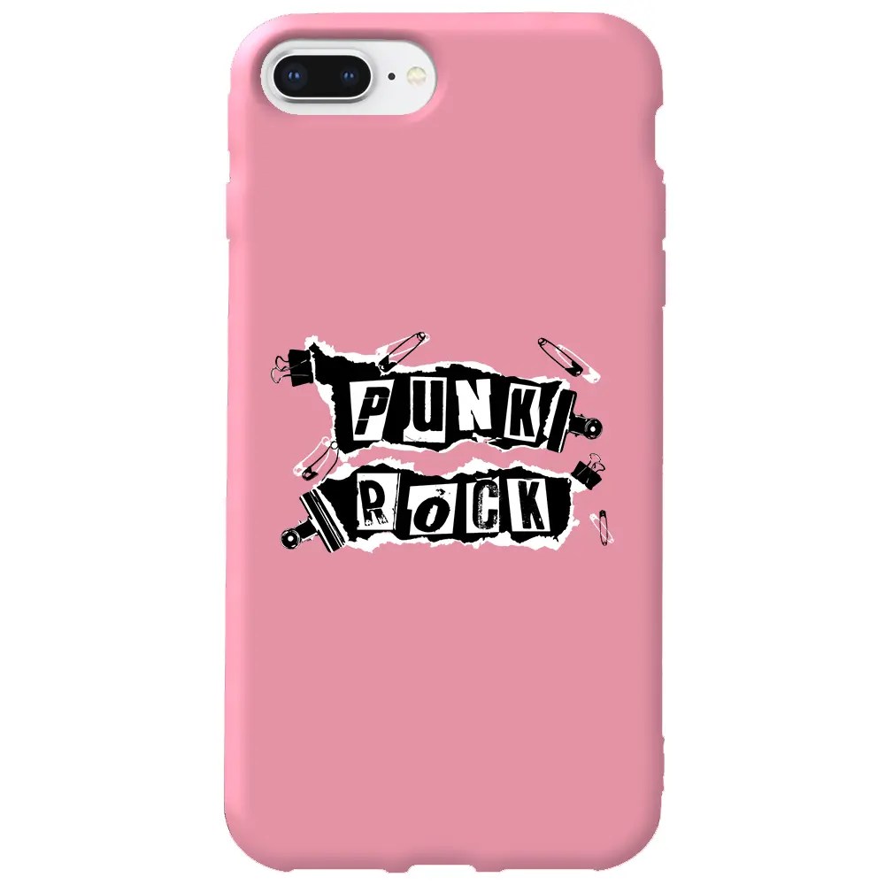 Apple iPhone 8 Plus Pembe Renkli Silikon Telefon Kılıfı - Punk Rock