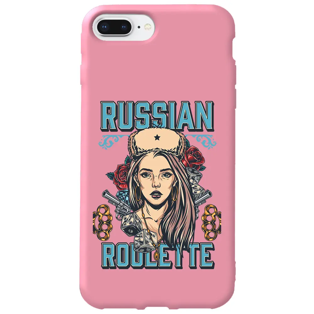 Apple iPhone 8 Plus Pembe Renkli Silikon Telefon Kılıfı - Russian Girl