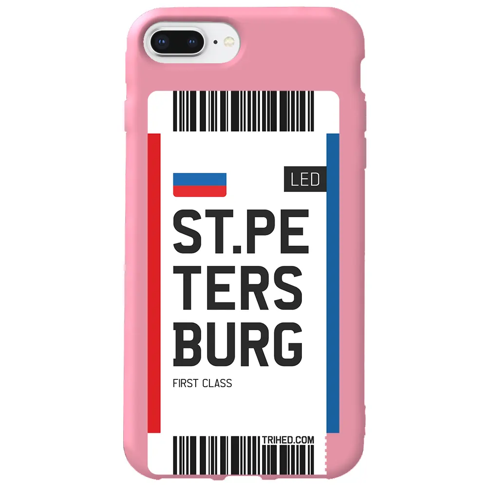 Apple iPhone 8 Plus Pembe Renkli Silikon Telefon Kılıfı - St. Petersburg Bileti