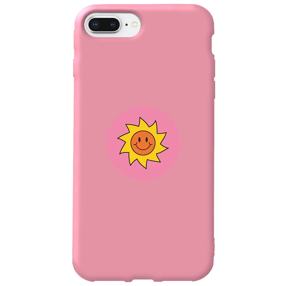 Apple iPhone 8 Plus Pembe Renkli Silikon Telefon Kılıfı - Sun