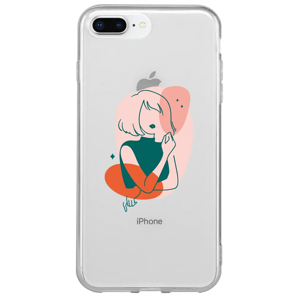 Apple iPhone 8 Plus Şeffaf Telefon Kılıfı - Cute Girl