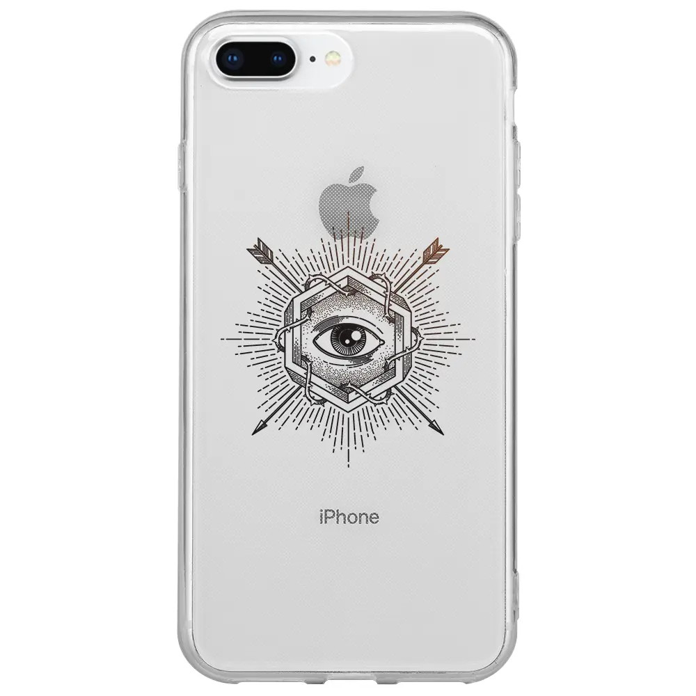 Apple iPhone 8 Plus Şeffaf Telefon Kılıfı - Dikenli Sarmaşık Göz