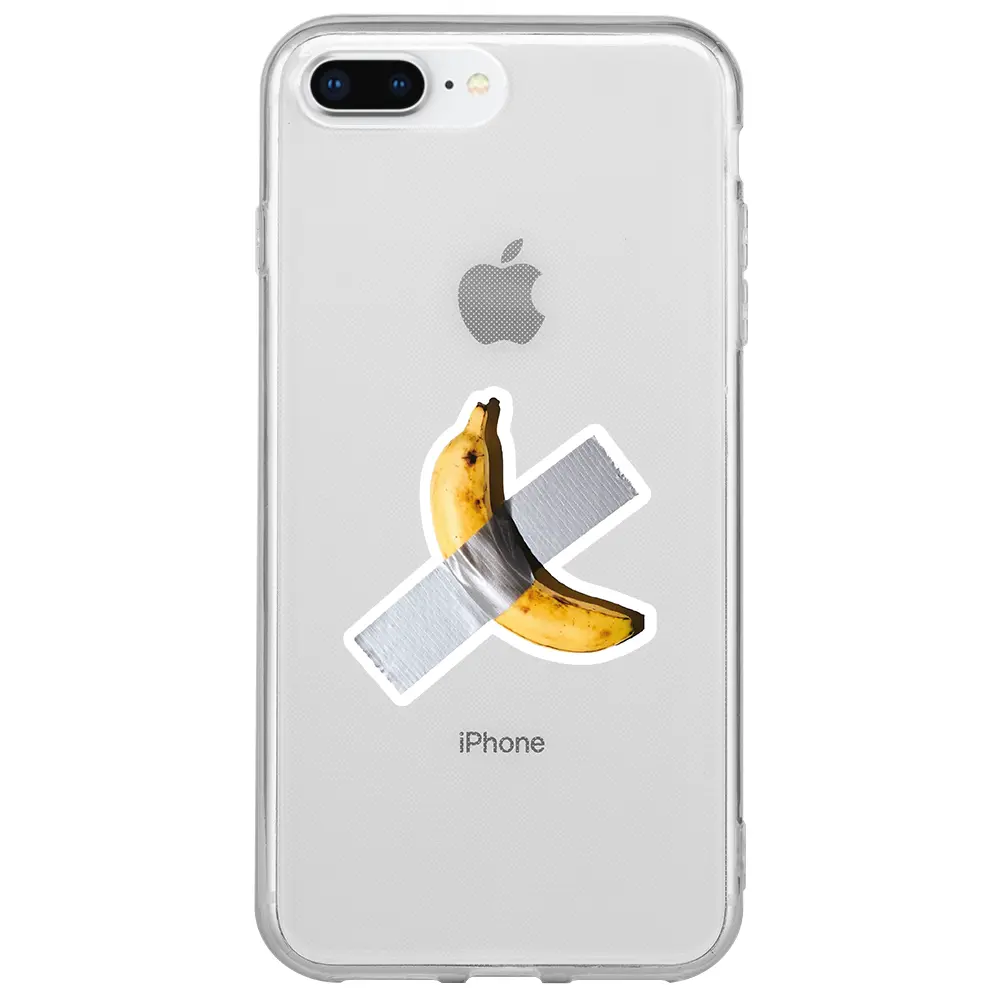 Apple iPhone 8 Plus Şeffaf Telefon Kılıfı - Duvara Bantlanmış Muz