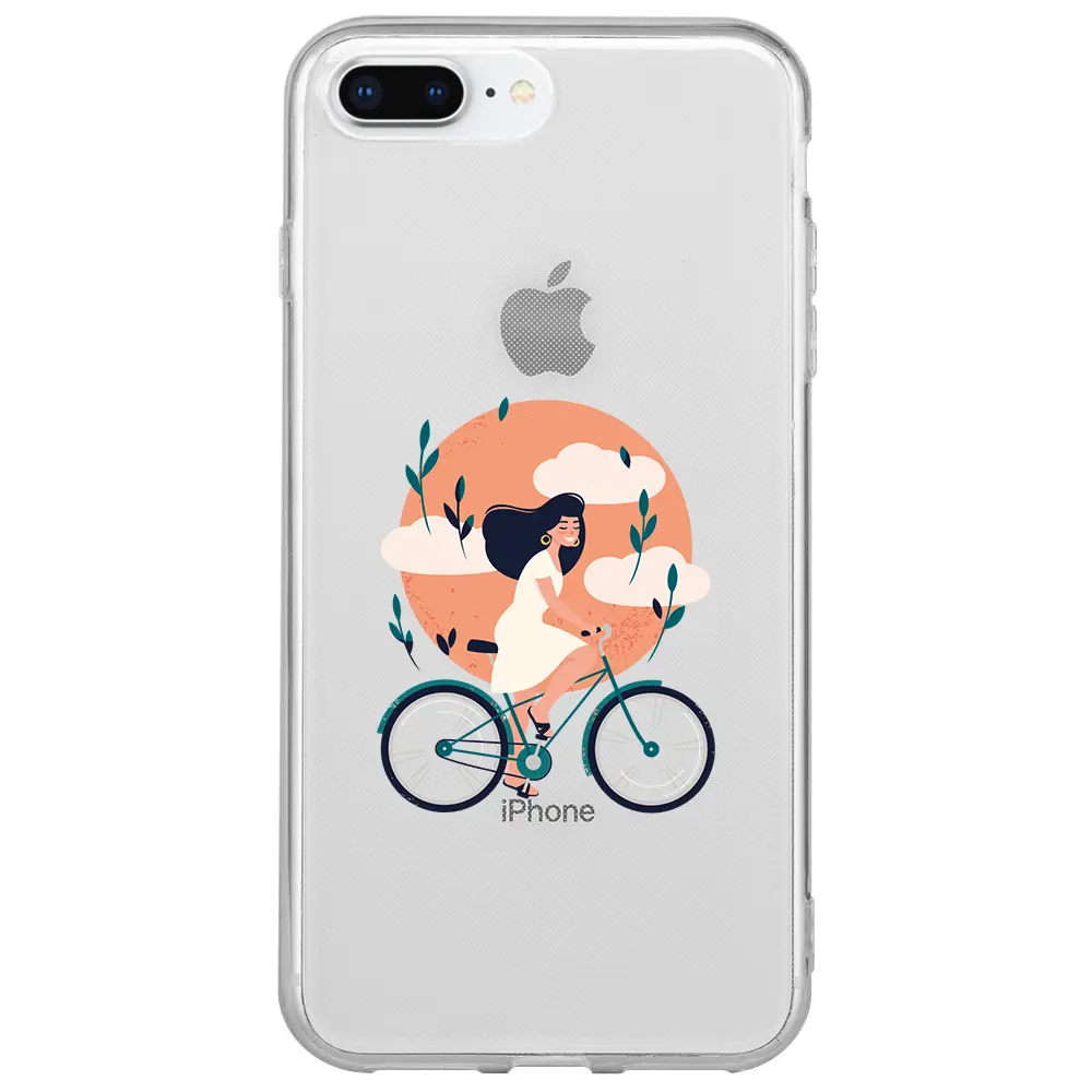 Apple iPhone 8 Plus Şeffaf Telefon Kılıfı - Flying On The Bike
