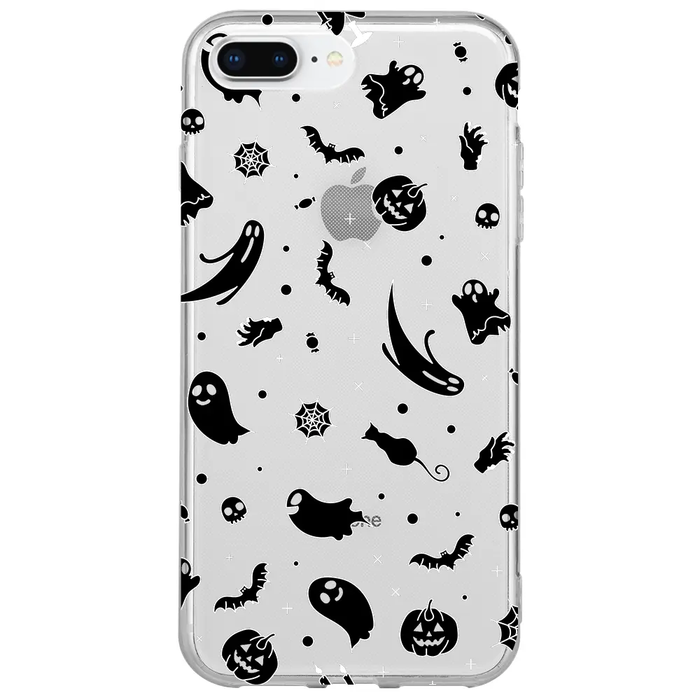Apple iPhone 8 Plus Şeffaf Telefon Kılıfı - Halloween Black