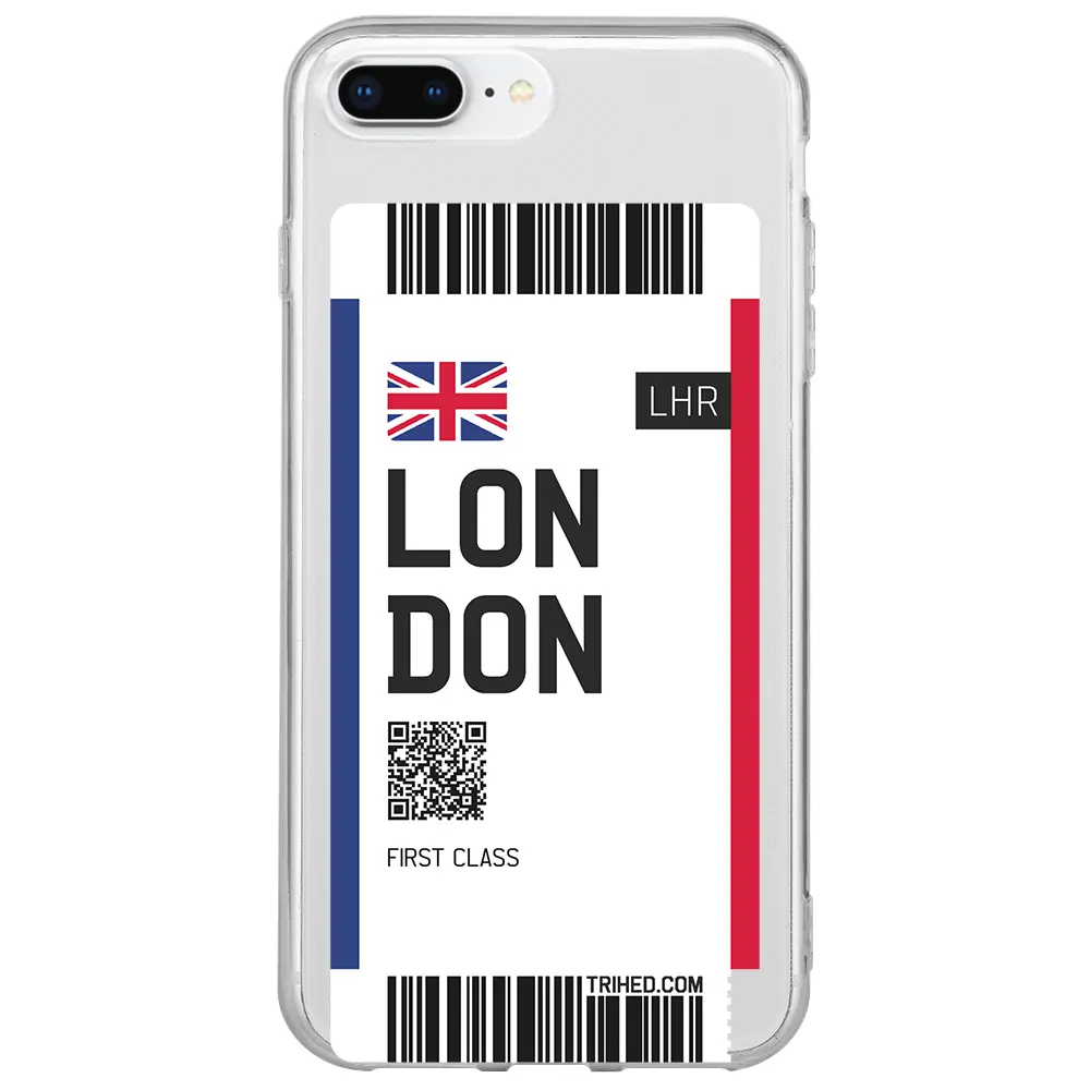 Apple iPhone 8 Plus Şeffaf Telefon Kılıfı - London Bileti