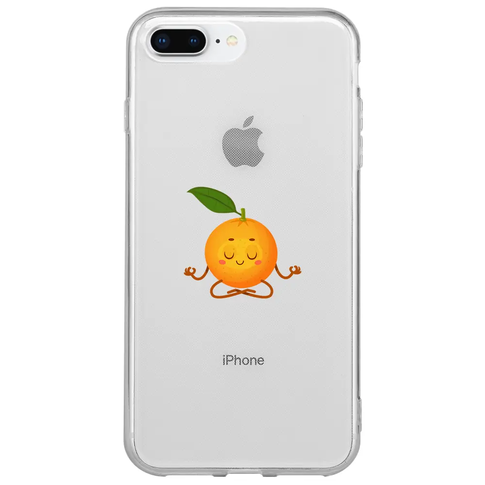 Apple iPhone 8 Plus Şeffaf Telefon Kılıfı - Meditasyon Portakal
