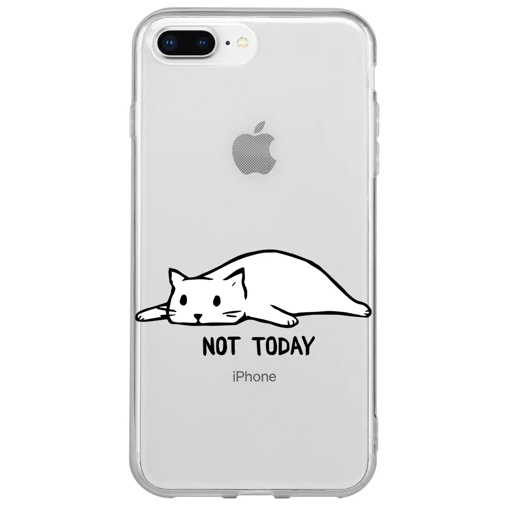 Apple iPhone 8 Plus Şeffaf Telefon Kılıfı - Not Today Cat