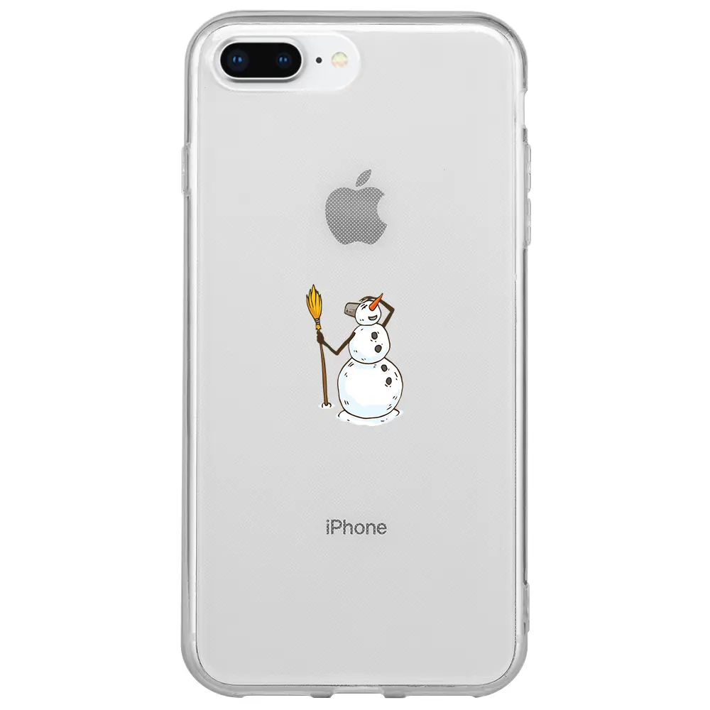 Apple iPhone 8 Plus Şeffaf Telefon Kılıfı - Snowman Looking Around