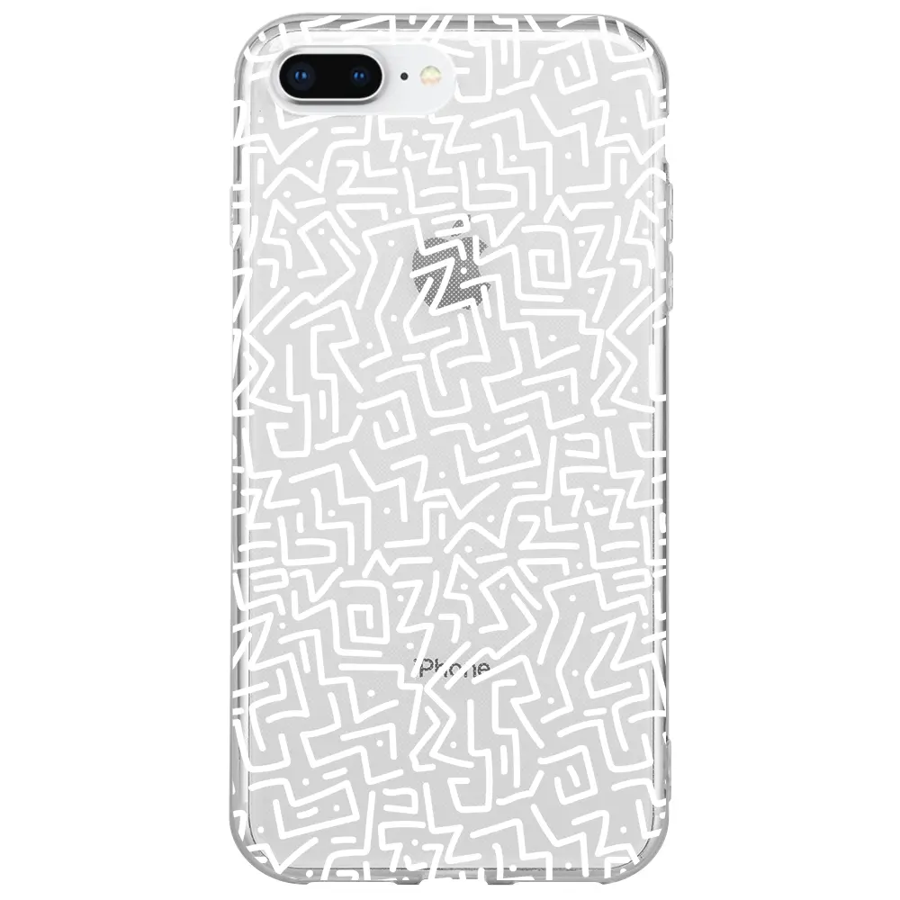 Apple iPhone 8 Plus Şeffaf Telefon Kılıfı - Sweet Doodle White