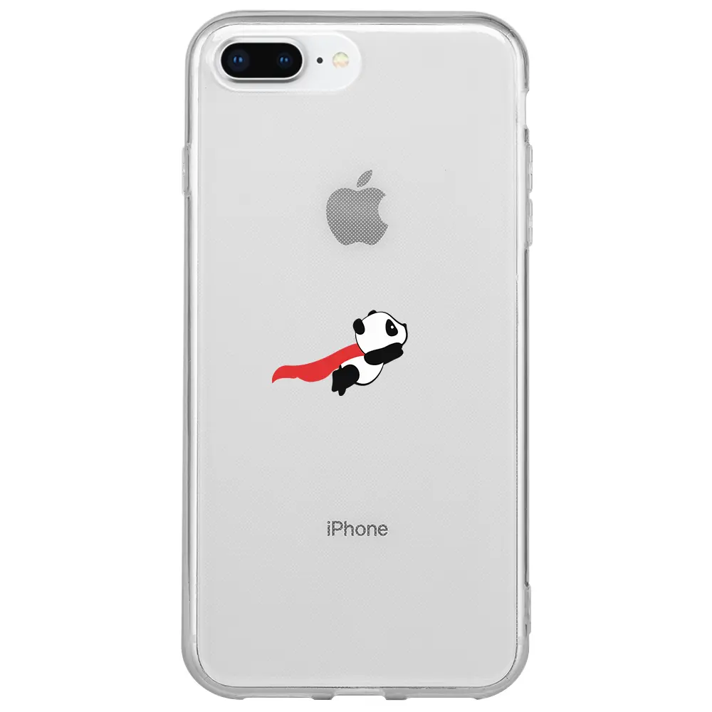 Apple iPhone 8 Plus Şeffaf Telefon Kılıfı - Uçan Panda