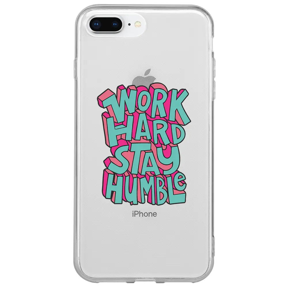 Apple iPhone 8 Plus Şeffaf Telefon Kılıfı - Work Hard